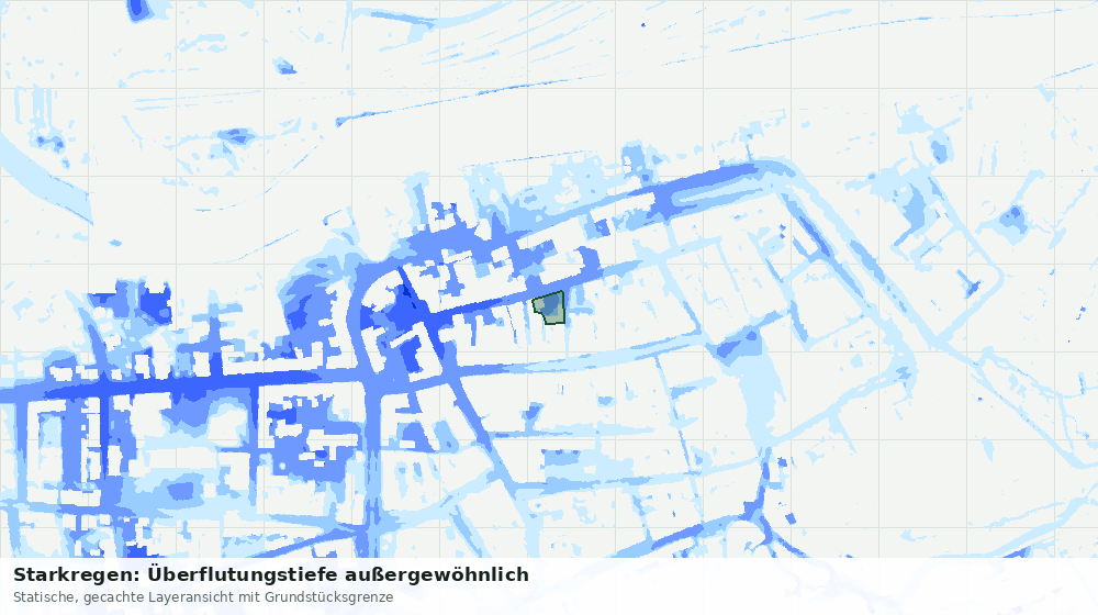 Statische Kartenansicht: Starkregen: Überflutungstiefe außergewöhnlich