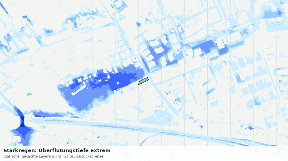 Statische Kartenansicht: Starkregen: Überflutungstiefe extrem