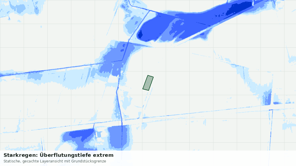 Statische Kartenansicht: Starkregen: Überflutungstiefe extrem