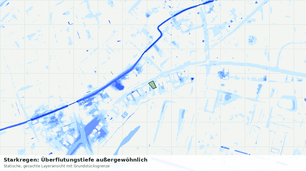 Statische Kartenansicht: Starkregen: Überflutungstiefe außergewöhnlich