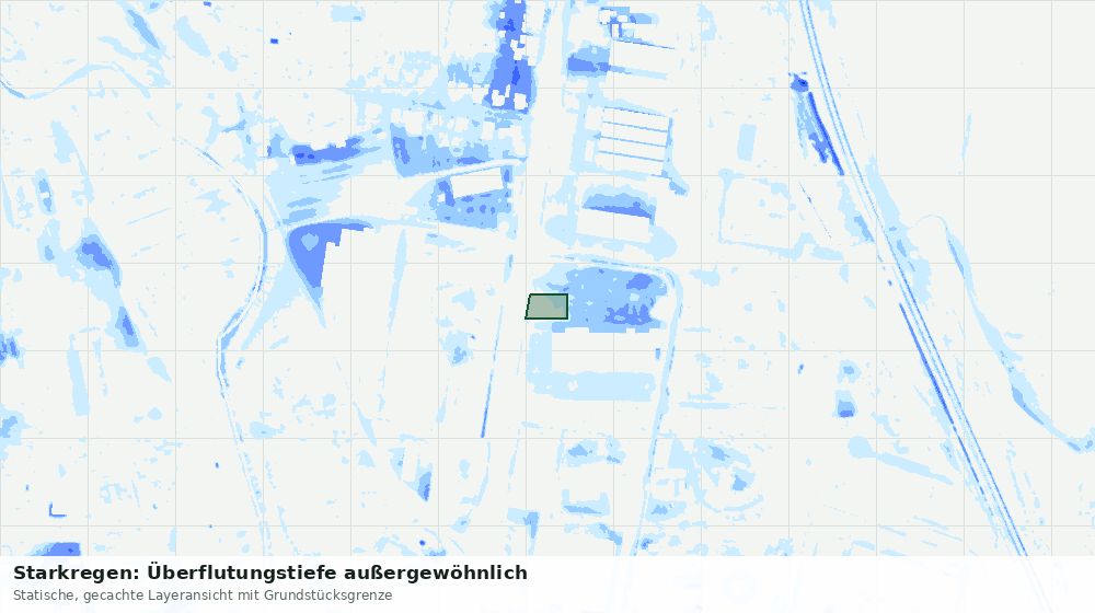 Statische Kartenansicht: Starkregen: Überflutungstiefe außergewöhnlich