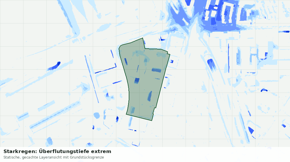 Statische Kartenansicht: Starkregen: Überflutungstiefe extrem