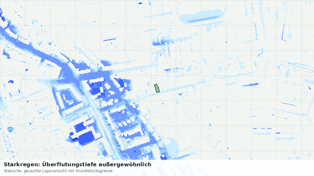 Statische Kartenansicht: Starkregen: Überflutungstiefe außergewöhnlich