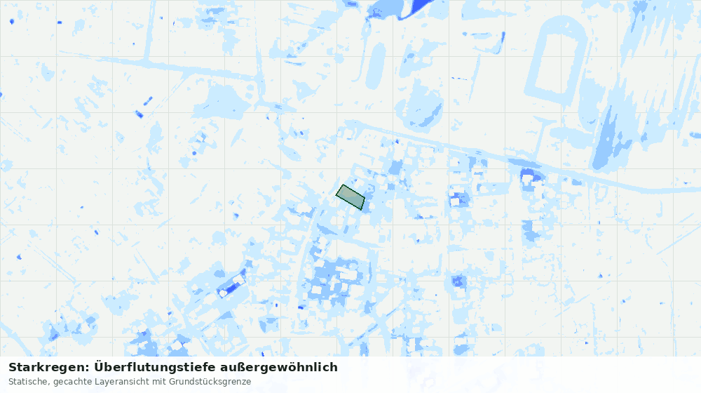 Statische Kartenansicht: Starkregen: Überflutungstiefe außergewöhnlich