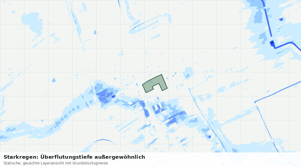 Statische Kartenansicht: Starkregen: Überflutungstiefe außergewöhnlich