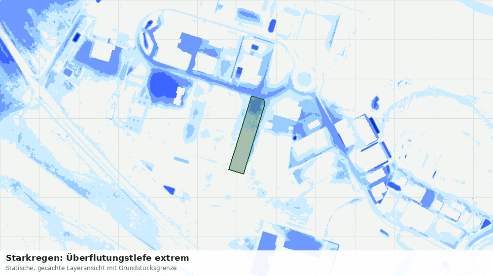 Statische Kartenansicht: Starkregen: Überflutungstiefe extrem
