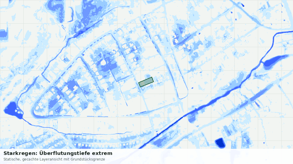 Statische Kartenansicht: Starkregen: Überflutungstiefe extrem