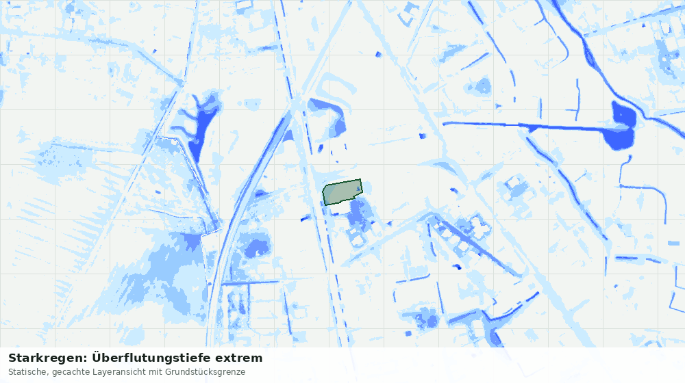 Statische Kartenansicht: Starkregen: Überflutungstiefe extrem
