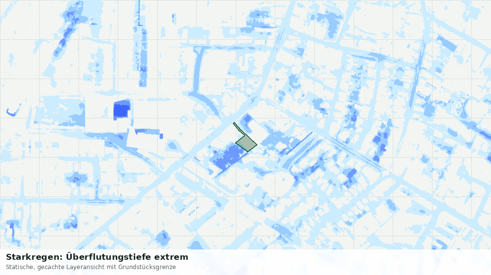 Statische Kartenansicht: Starkregen: Überflutungstiefe extrem