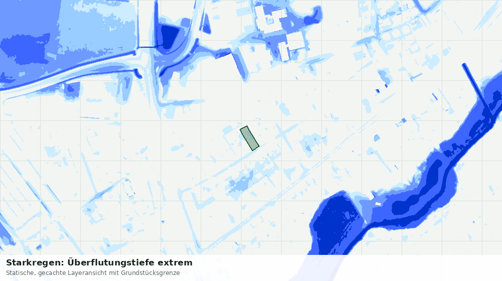 Statische Kartenansicht: Starkregen: Überflutungstiefe extrem