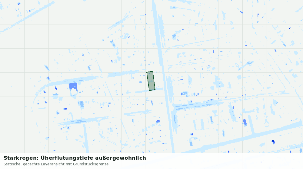 Statische Kartenansicht: Starkregen: Überflutungstiefe außergewöhnlich