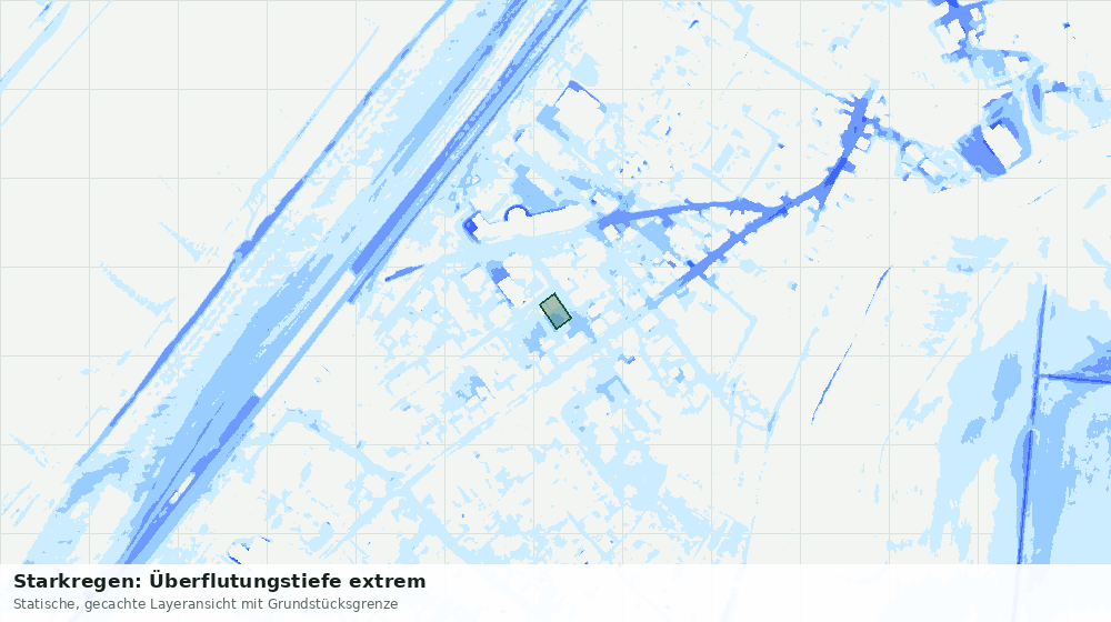 Statische Kartenansicht: Starkregen: Überflutungstiefe extrem