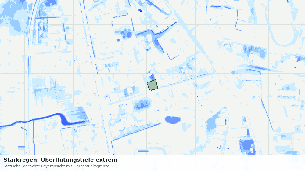 Statische Kartenansicht: Starkregen: Überflutungstiefe extrem