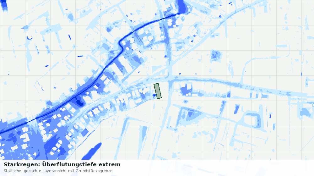 Statische Kartenansicht: Starkregen: Überflutungstiefe extrem