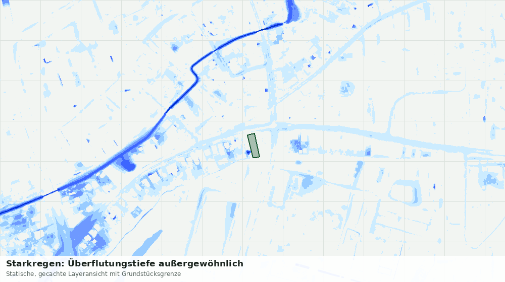 Statische Kartenansicht: Starkregen: Überflutungstiefe außergewöhnlich