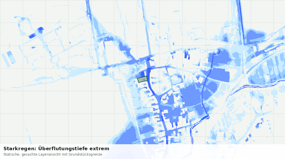 Statische Kartenansicht: Starkregen: Überflutungstiefe extrem