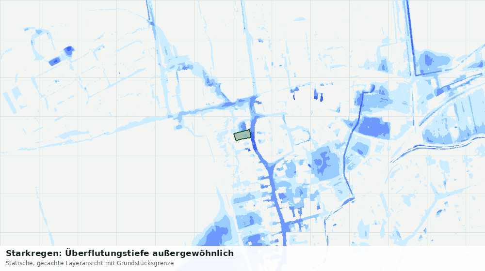 Statische Kartenansicht: Starkregen: Überflutungstiefe außergewöhnlich