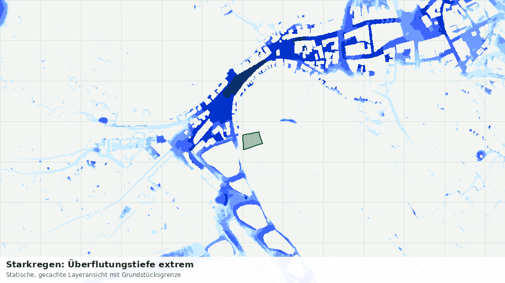 Statische Kartenansicht: Starkregen: Überflutungstiefe extrem