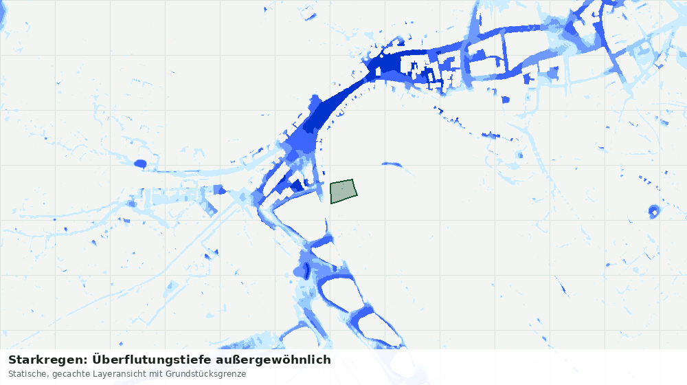 Statische Kartenansicht: Starkregen: Überflutungstiefe außergewöhnlich
