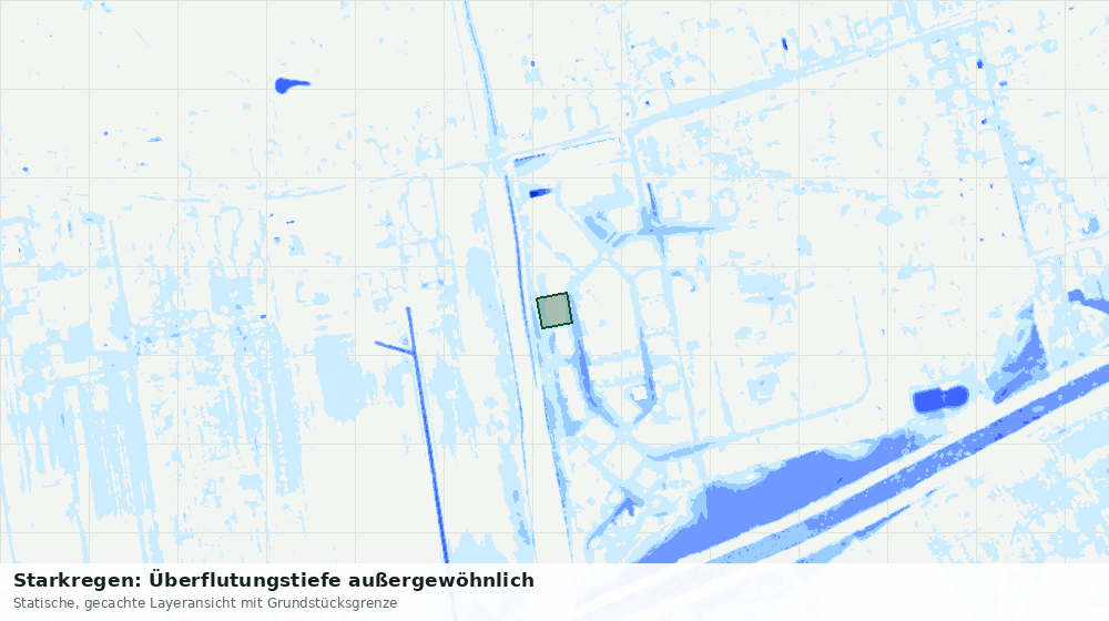 Statische Kartenansicht: Starkregen: Überflutungstiefe außergewöhnlich