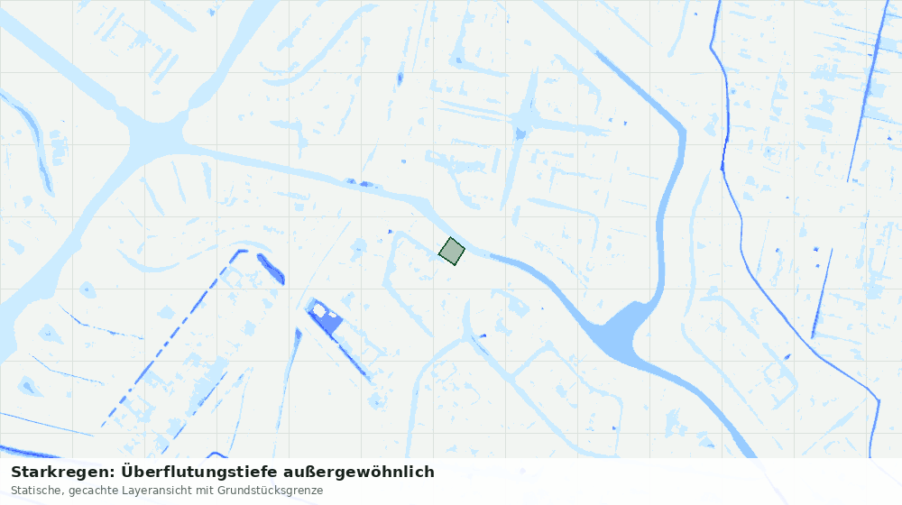 Statische Kartenansicht: Starkregen: Überflutungstiefe außergewöhnlich