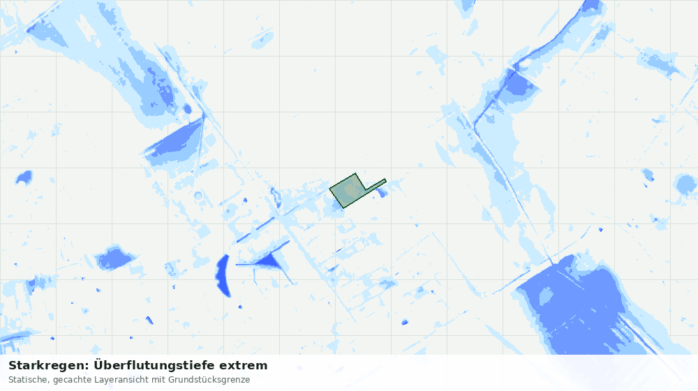 Statische Kartenansicht: Starkregen: Überflutungstiefe extrem