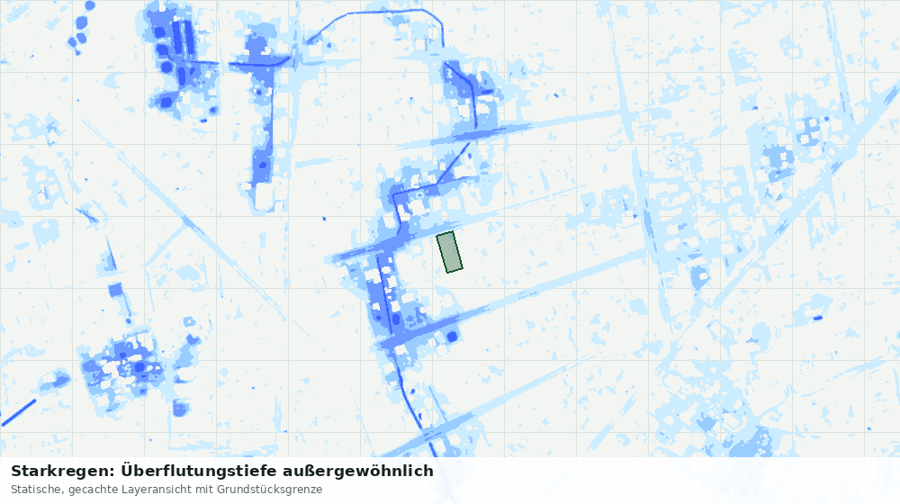Statische Kartenansicht: Starkregen: Überflutungstiefe außergewöhnlich