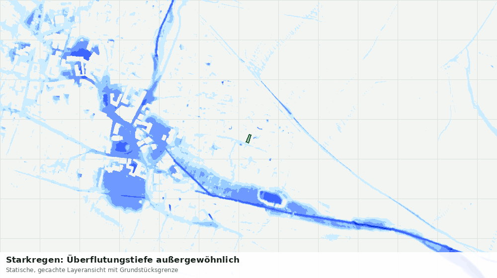 Statische Kartenansicht: Starkregen: Überflutungstiefe außergewöhnlich