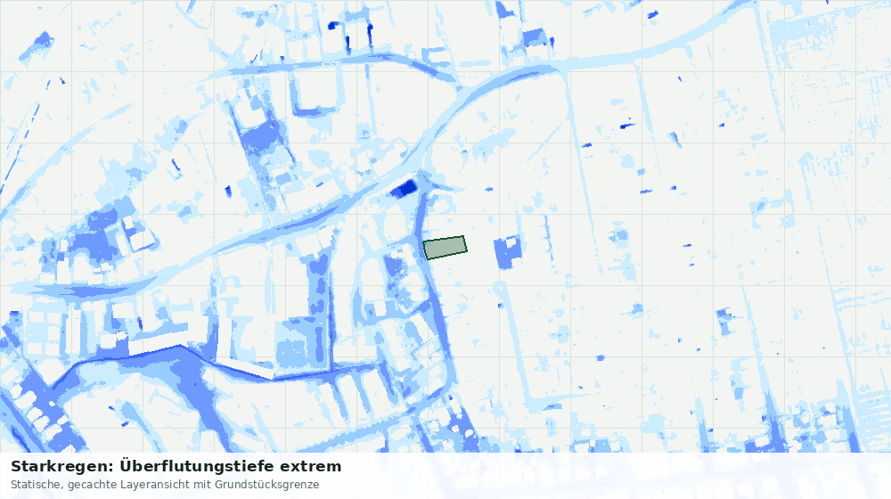 Statische Kartenansicht: Starkregen: Überflutungstiefe extrem