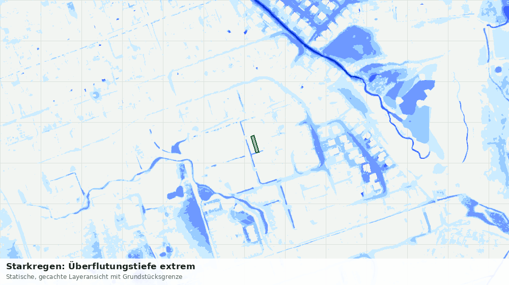Statische Kartenansicht: Starkregen: Überflutungstiefe extrem