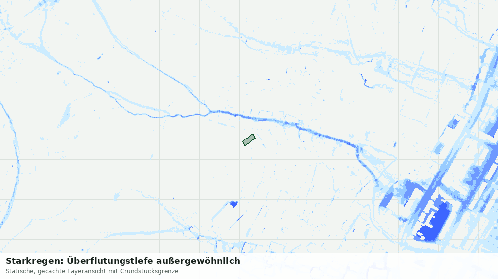 Statische Kartenansicht: Starkregen: Überflutungstiefe außergewöhnlich