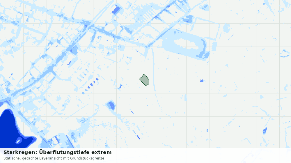 Statische Kartenansicht: Starkregen: Überflutungstiefe extrem