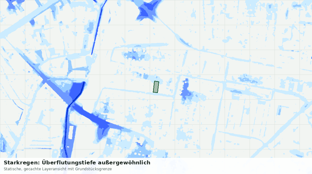 Statische Kartenansicht: Starkregen: Überflutungstiefe außergewöhnlich
