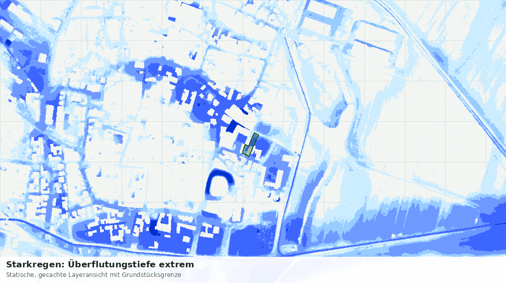 Statische Kartenansicht: Starkregen: Überflutungstiefe extrem
