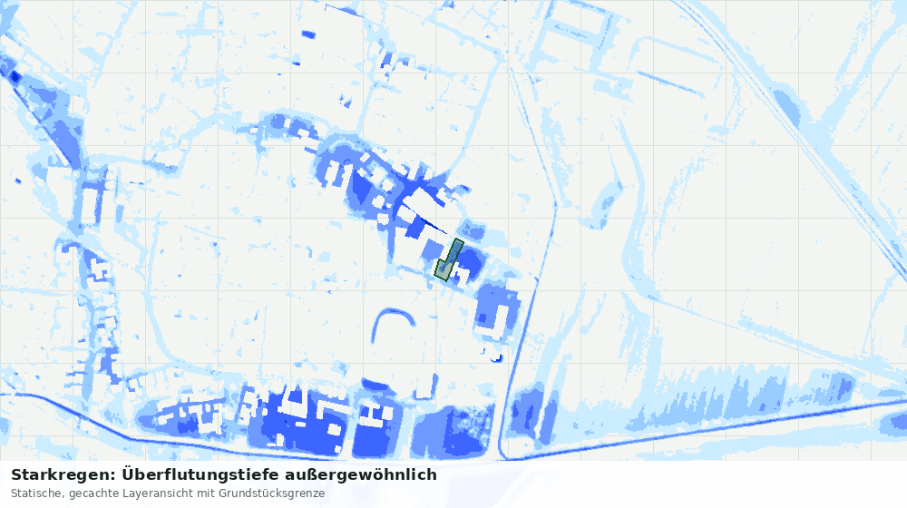 Statische Kartenansicht: Starkregen: Überflutungstiefe außergewöhnlich