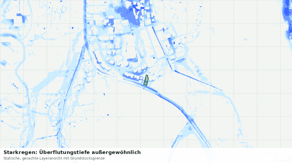 Statische Kartenansicht: Starkregen: Überflutungstiefe außergewöhnlich