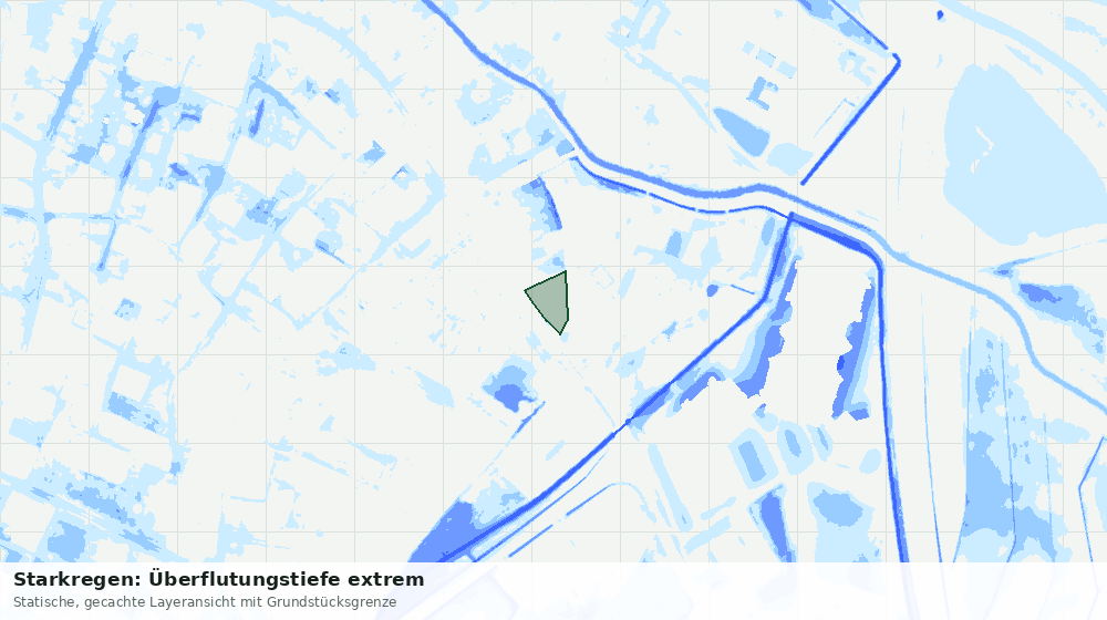 Statische Kartenansicht: Starkregen: Überflutungstiefe extrem