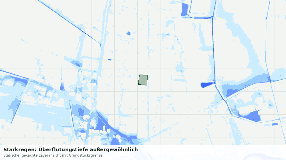 Statische Kartenansicht: Starkregen: Überflutungstiefe außergewöhnlich