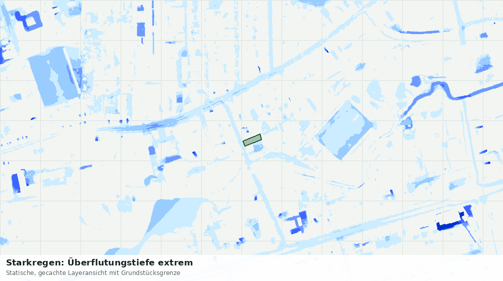 Statische Kartenansicht: Starkregen: Überflutungstiefe extrem