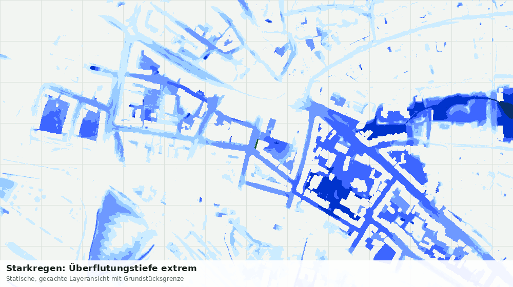 Statische Kartenansicht: Starkregen: Überflutungstiefe extrem