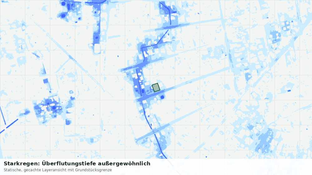 Statische Kartenansicht: Starkregen: Überflutungstiefe außergewöhnlich