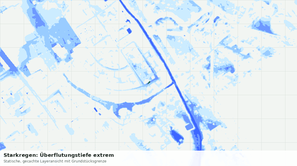 Statische Kartenansicht: Starkregen: Überflutungstiefe extrem