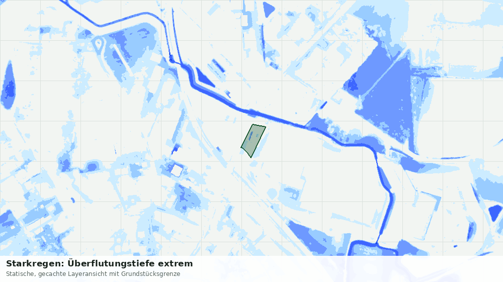 Statische Kartenansicht: Starkregen: Überflutungstiefe extrem