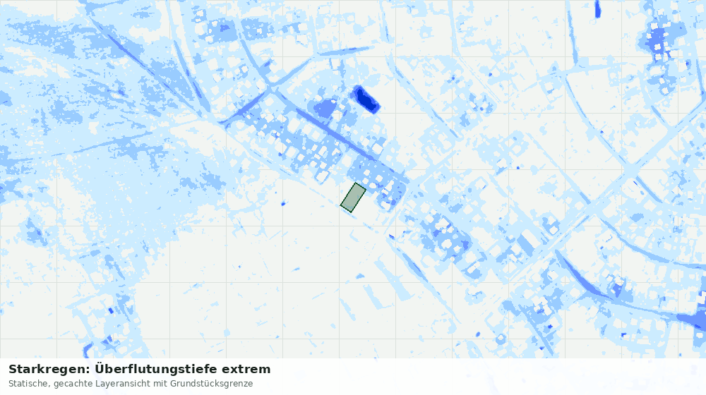 Statische Kartenansicht: Starkregen: Überflutungstiefe extrem