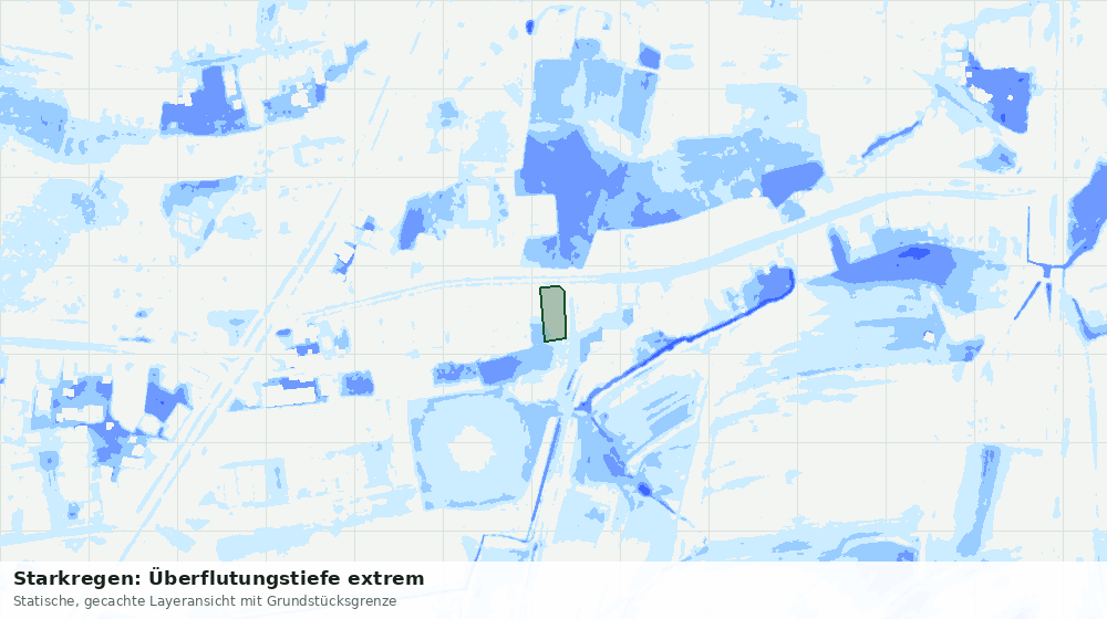 Statische Kartenansicht: Starkregen: Überflutungstiefe extrem