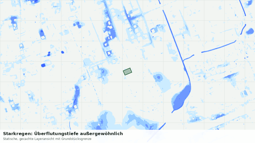Statische Kartenansicht: Starkregen: Überflutungstiefe außergewöhnlich