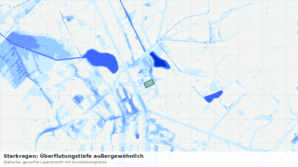 Statische Kartenansicht: Starkregen: Überflutungstiefe außergewöhnlich