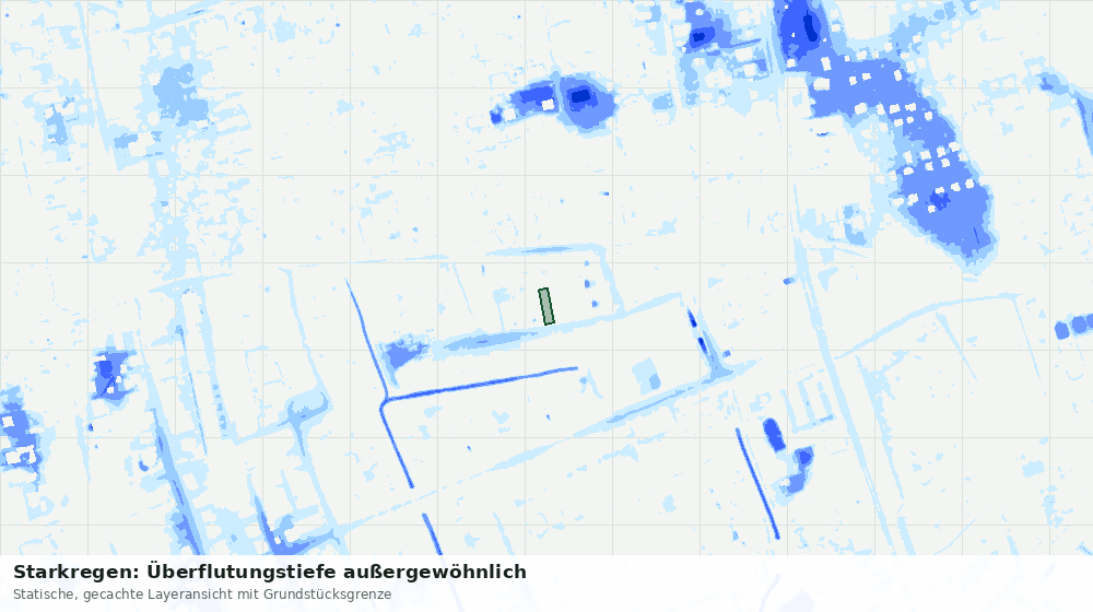 Statische Kartenansicht: Starkregen: Überflutungstiefe außergewöhnlich