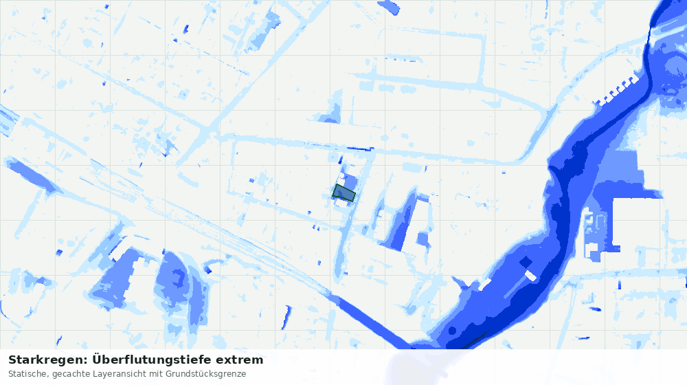 Statische Kartenansicht: Starkregen: Überflutungstiefe extrem