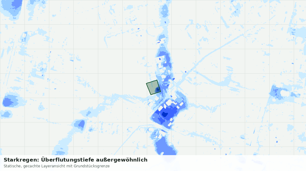 Statische Kartenansicht: Starkregen: Überflutungstiefe außergewöhnlich